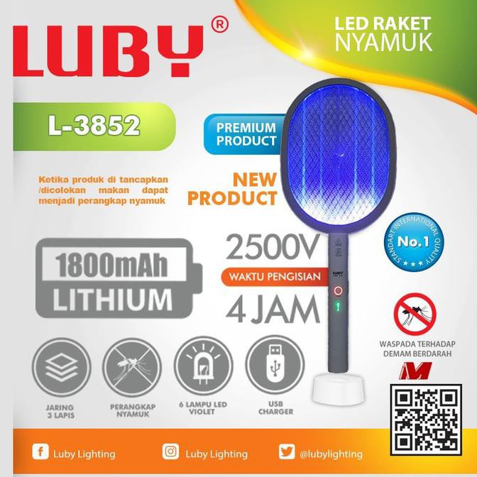 RAKET NYAMUK CANGGIH 2in1 INSECT KILLER WIRELESS CAS LUBY L-3852 l3852