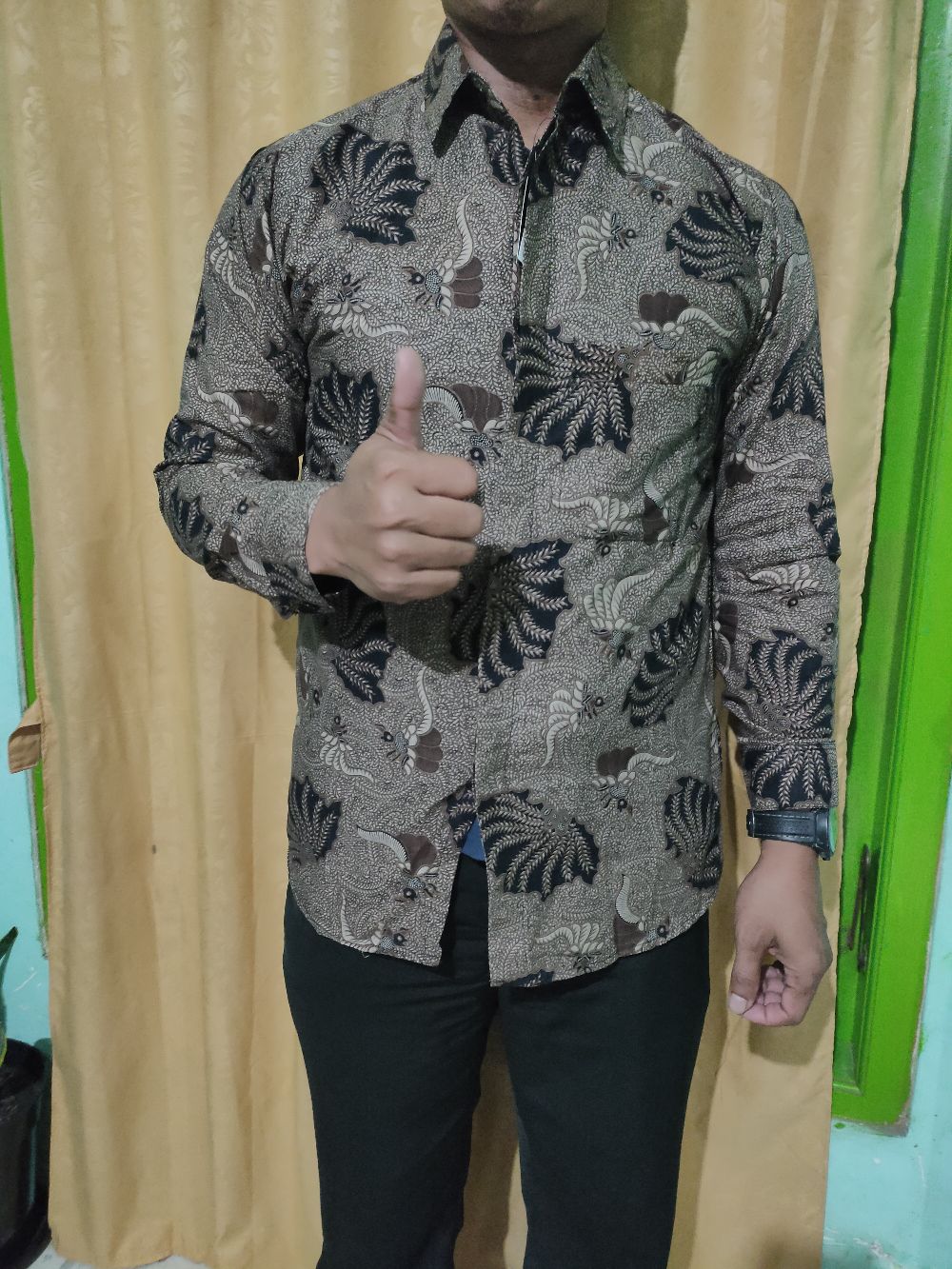 Kemeja Batik Pria Lengan Panjang Slim Fit Batik Pria Lengan Panjang Modern