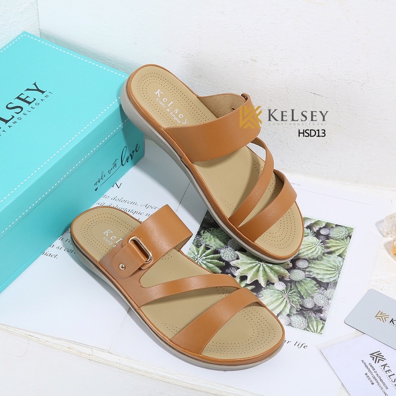 Kelsey sandal HSD13 Flat Shoes Wanita Import Slide Ujung Terbuka