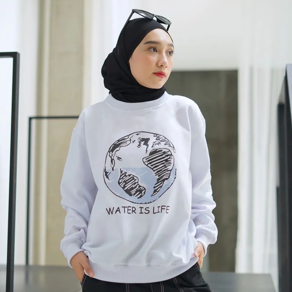 WATER IS LIFE SWEATER WANITA OVERSIZE SWEATER CREWNECK WANITA