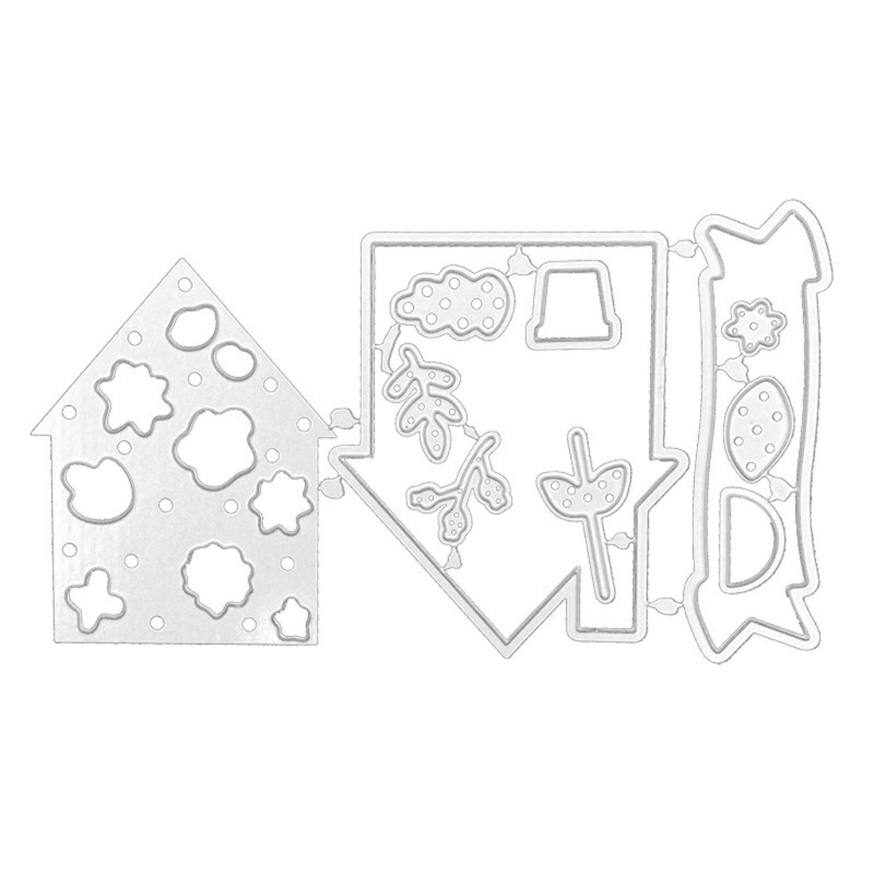 Cetakan Stensil Cutting Dies Motif Rumah Bahan Metal Baja Karbon Untuk Scrapbook / Craft DIY