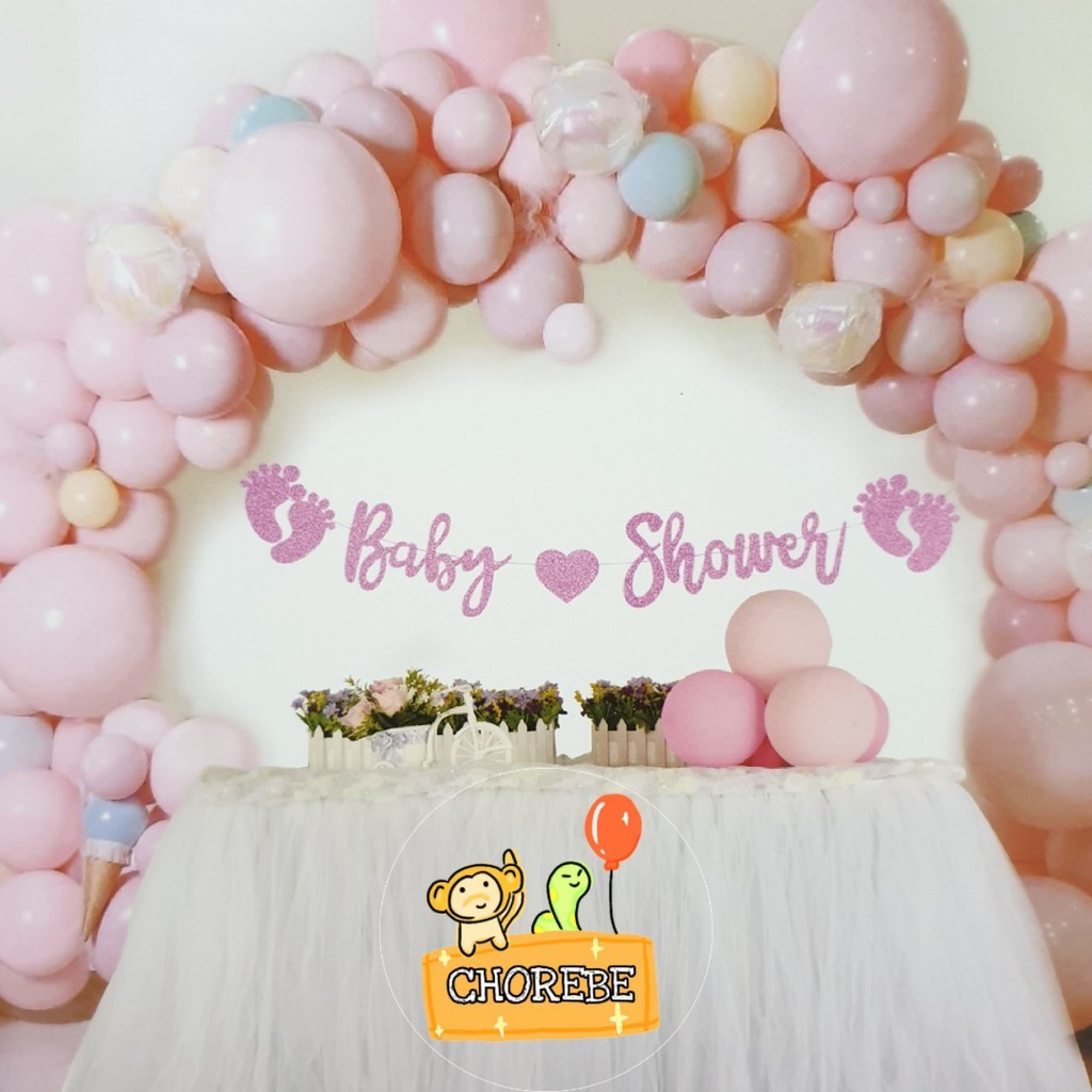 Banner Bunting Flag Hanger Paper Baby Shower Girl Cutting Metalik Shopee Indonesia