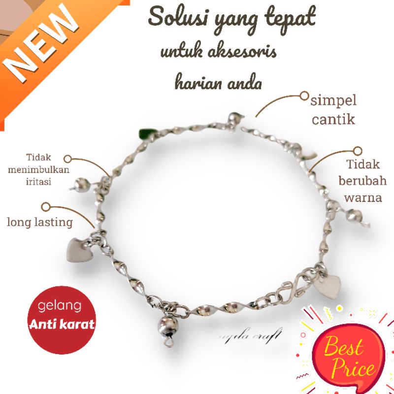 GELANG TANGAN MONEL ANTI KARAT / TIDAK BERUBAH WARNA