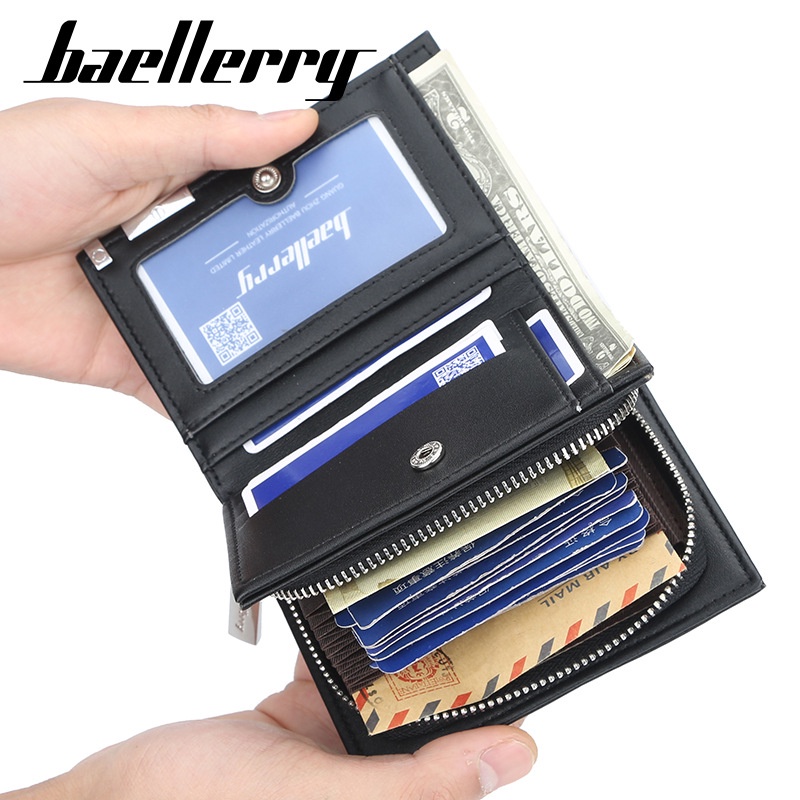 DOMPET LIPAT WANITA BAELLERRY IMPORT ORIGINAL KULIT HITAM LUTON MINI WA362B5 SLOT KECIL KARTU KOIN PENDEK PREMIUM RESLETING KOREA BRANDED BATAM MURAH