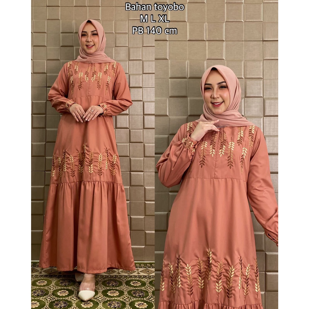 Gamis Toyobo Bordir ~ Gamis toyobo terbaru 2021 ~ Baju Gamis Wanita Dewasa Bahan Toyobo PREMIUM ~ CO