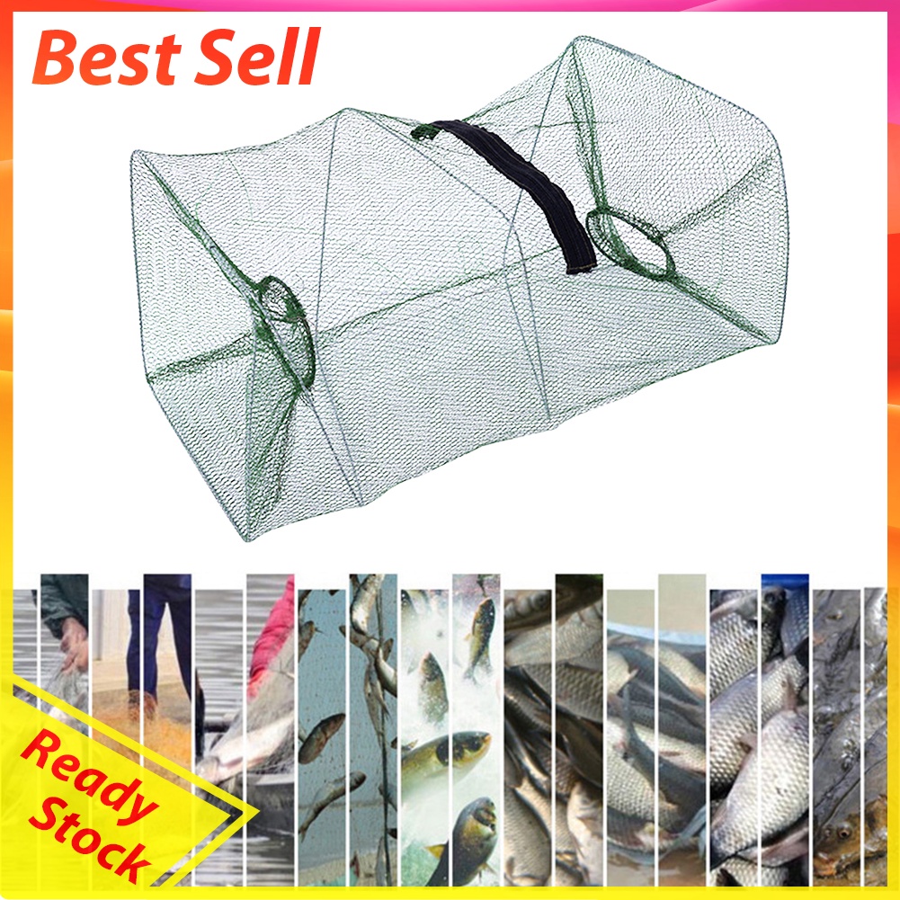 Portable Fishing Net Fish Shrimp Mesh Cage Cast Fish Trap Foldable Network