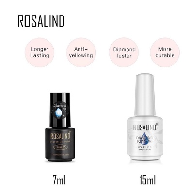 ROSALIND DIAMOND TOP COAT GEL POLISH 15ml 7ml 10ml KUTEK GEL SUPER KILAP TAHAN LAMA