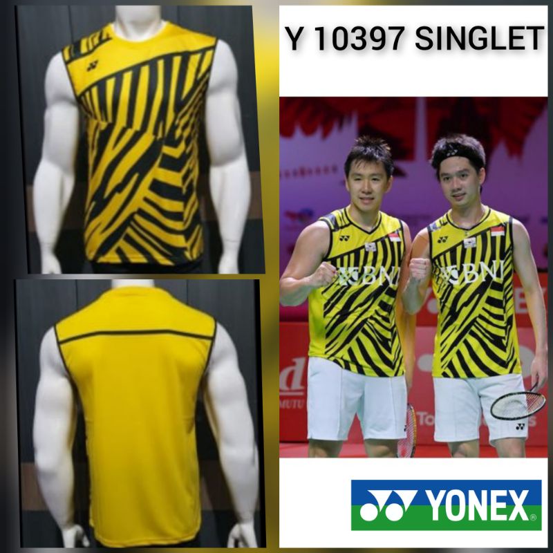 baju kaos jersey singlet badminton bulutangkis yonex import y 10397 kuning