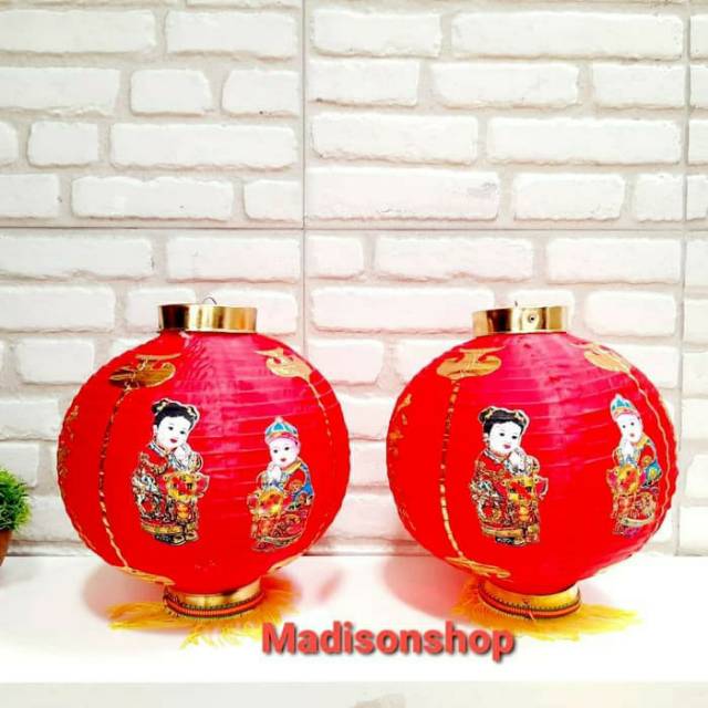 Lampion Merah 8 inch 20cm Lampion Dekorasi Imlek Murah Outdoor Parasut