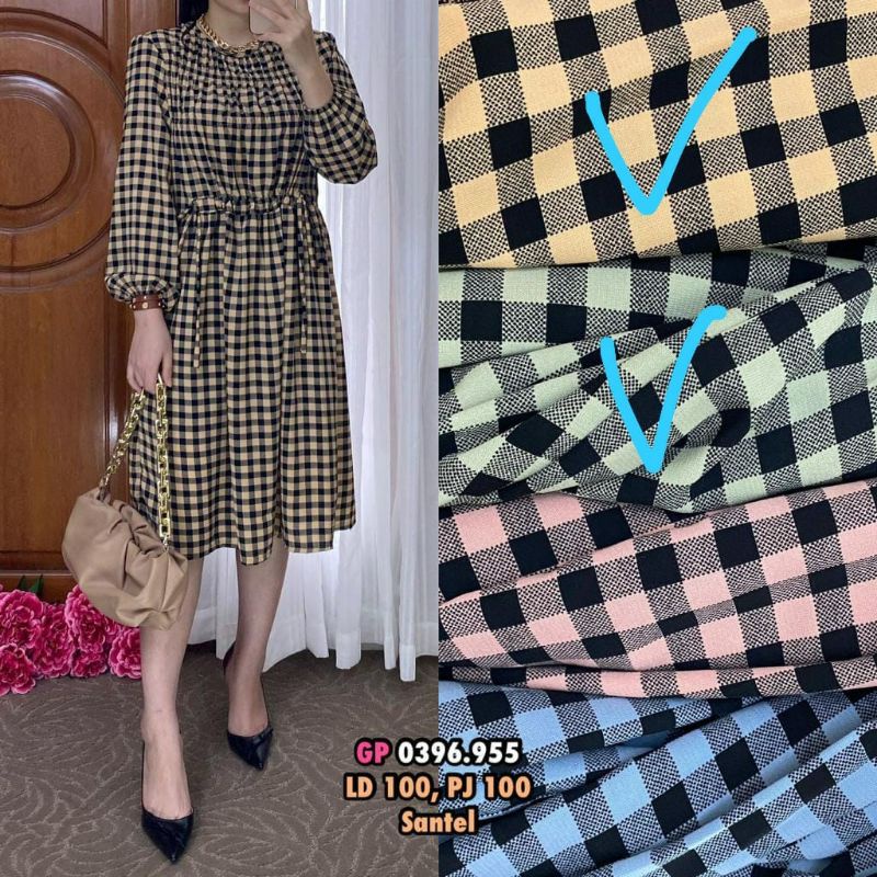 TUNIK PANJANG REMAJA WANITA MOTIF KOTAK KECIL IMPIRT