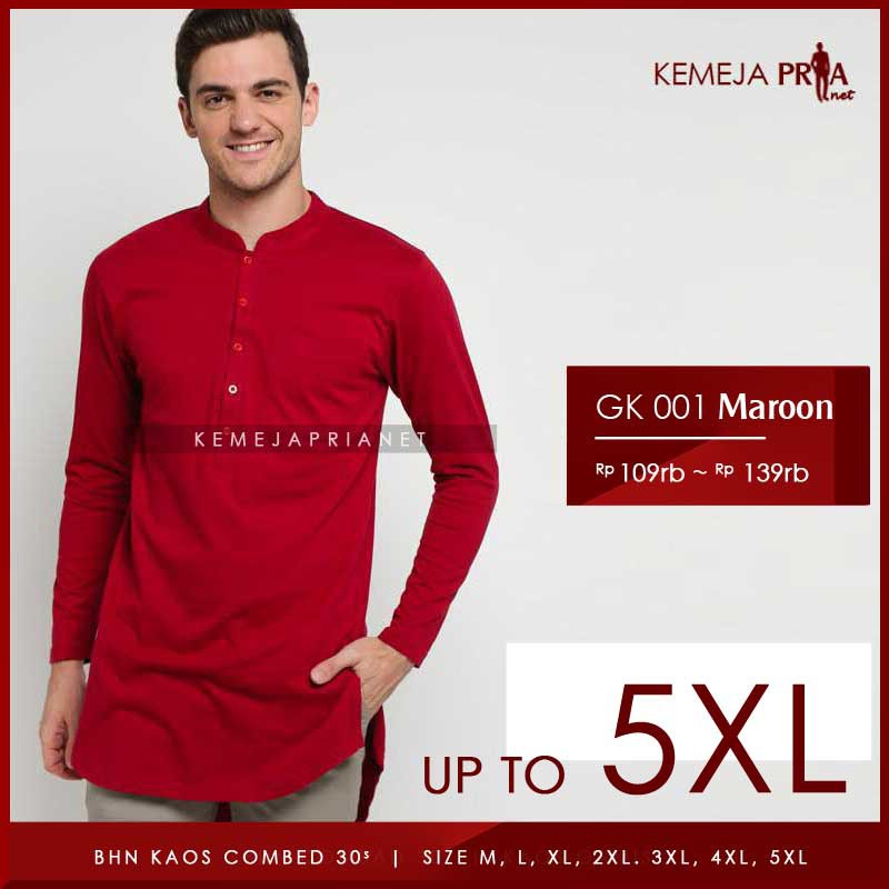  Gamis  Kaos  Size M s d 5XL Merah Marun Polos  GK 001 