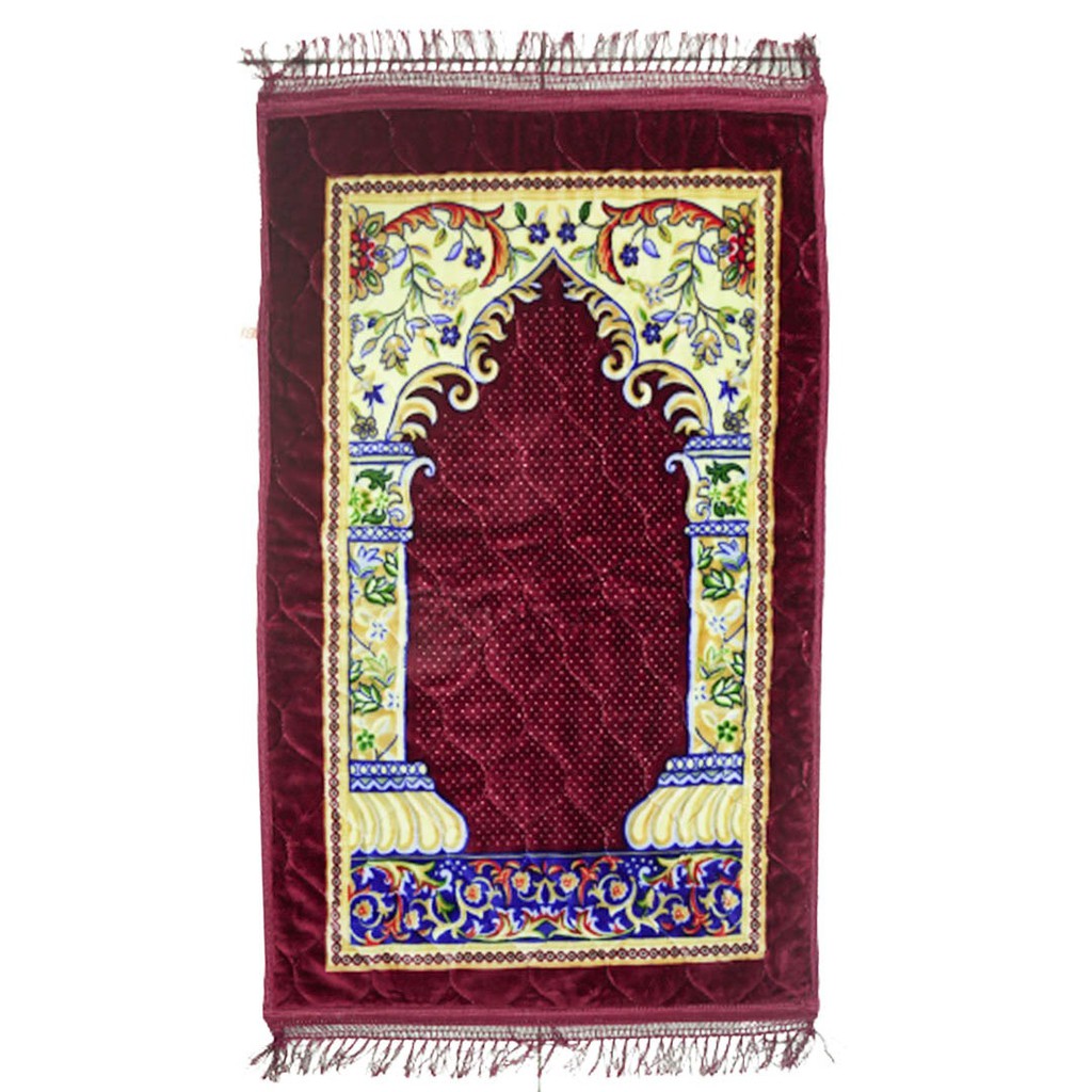 Sajadah TEBAL Premium Motif KUBAH Rumbai TYH-A2/ Sajadah TERMURAH Uk.70cmx110cm / Sajadah Busa KUBAH