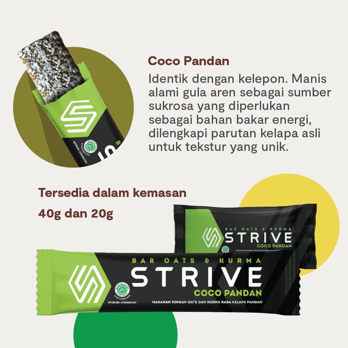 

INSTANT-CAMILAN- STRIVE BITE SIZE RASA COCO PANDAN 1 BOX ISI 5PCS -CAMILAN-INSTANT.