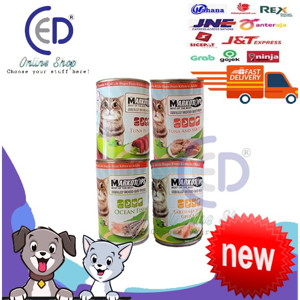 makanan kucing kaleng markotops wet food kitten &amp; adult 400gr  ( WAJIB DENGAN BUBBLE WRAPS)