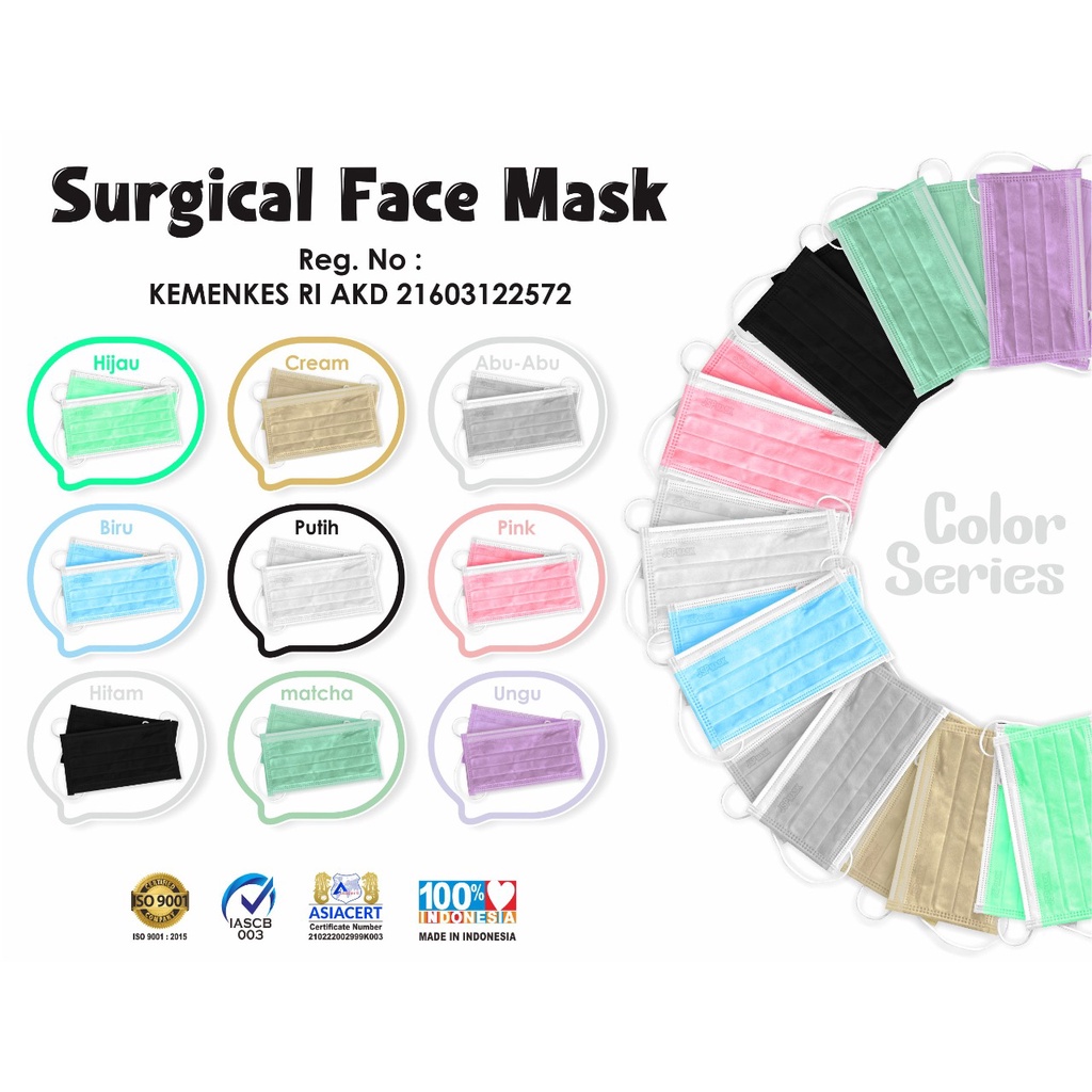 Masker 4PLY isi 50 PC FREE 5 KONEKTOR masker medis KEMENKES surgical JSP mask JM03