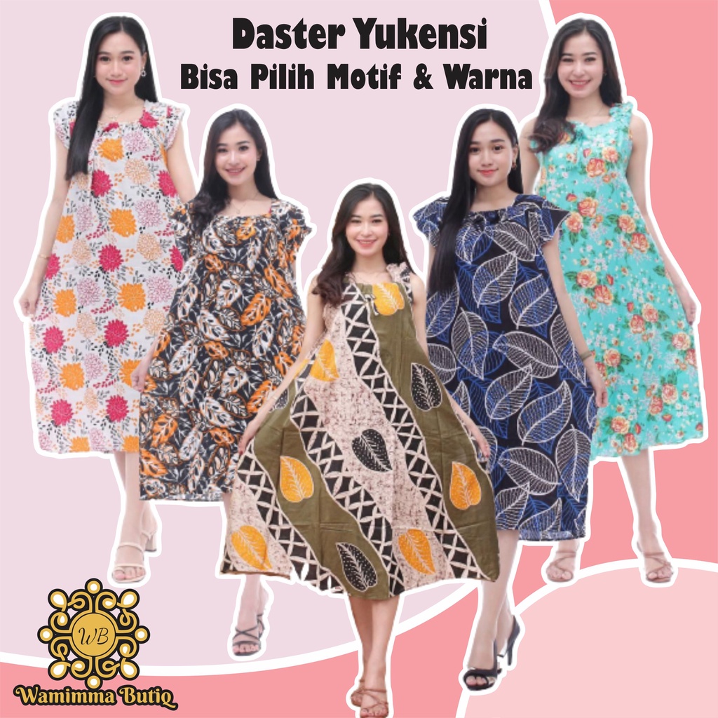Daster Yukensi Payung Bahu Karet LD 110cm Daster Ibu Muda Tanpa Lengan Motif Terbaru Kekinian