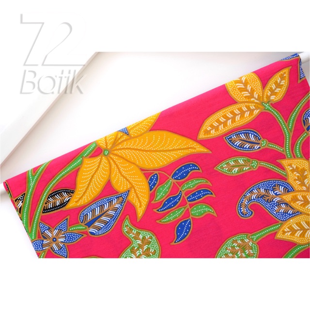 KAIN BATIK PREMIUM Bahan Katun Motif Parang Kembang Warna Merah Muda Candy Kuning 724334 Cap 72 Jarik Jarit Samping Kebat Panjang Batik Katun Modern Premium Bahan Seragam Batik Pernikahan Kantor Keluarga Murah Kamen Jadi Batik Bali Lembaran