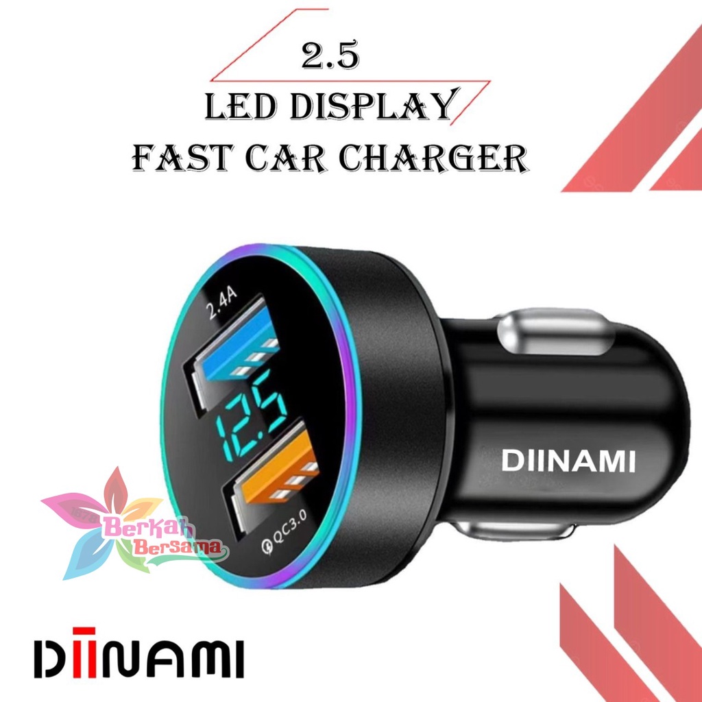 Batok Saver mobil Cashan mobil DIINAMI C15 dual usb 2.5amper LED display ORIGINAL kualitas fast Charger BB7018