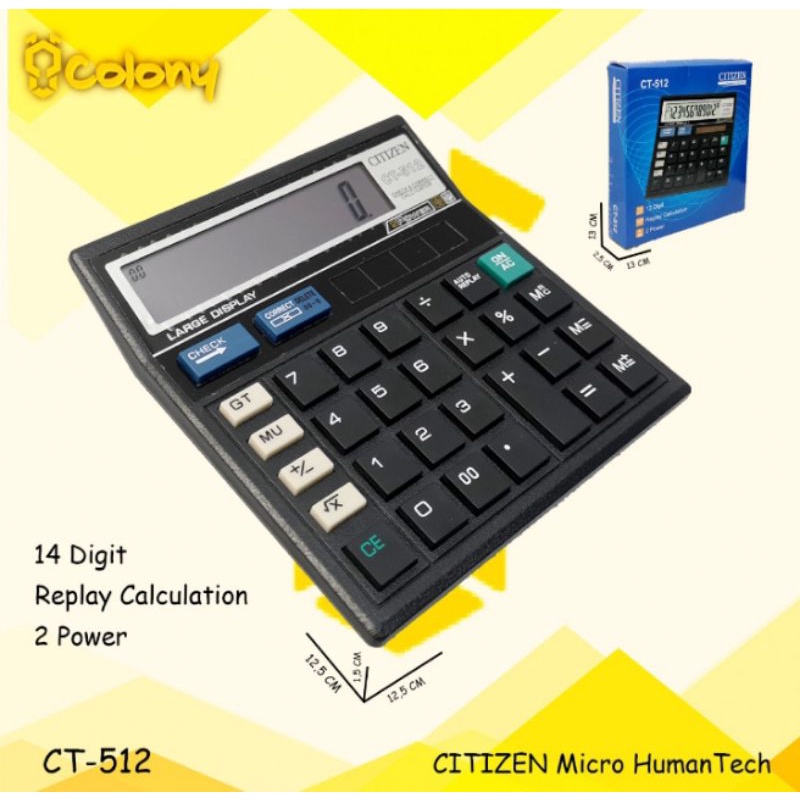 

MURAH Asli Ori Citizen CT512 Kalkulator Besar Digital Dagang Sekolah Kantor Calculator Calkulator Jumbo