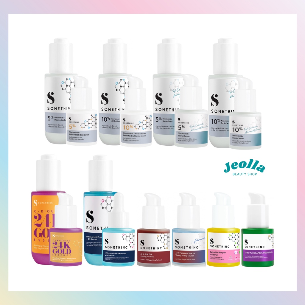 SOMETHINC Serum 20 - 40 ml (10% &amp; 5% Niacinamide Barrier, Niacinamide + Moisture Sabi Beet, HYALuronic9 + B5, Bakuchiol Skinpair Oil, AHA BHA PHA Peeling Solution, AHA 7% BHA 1% PHA 3% Weekly Peeling, Level 1% Encapsulated Retinol, Criously 24K Gold)