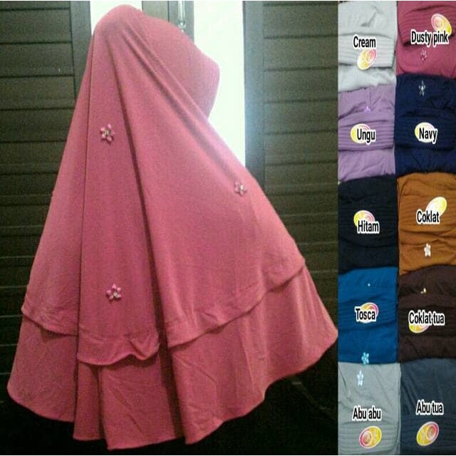 Parling Laris KHIMAR 2 LAYER. JILBAB JERSEY. KERUDUNG BUNGA TABUR. HIJAB INSTAN Murah
