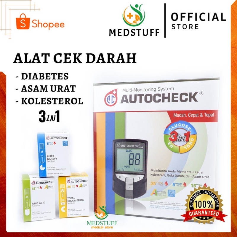 Alat Autocheck / GCU 3 in 1 / Gula, Kolesterol, Asam Urat SAMLAB ALKES