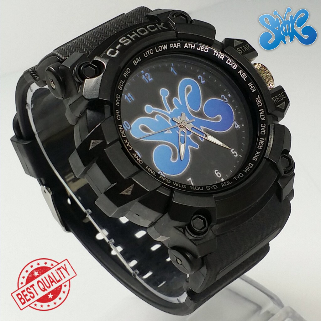 (BEST QUALITY) JAM SLANK {LOGO BIRU} FULL BLACK