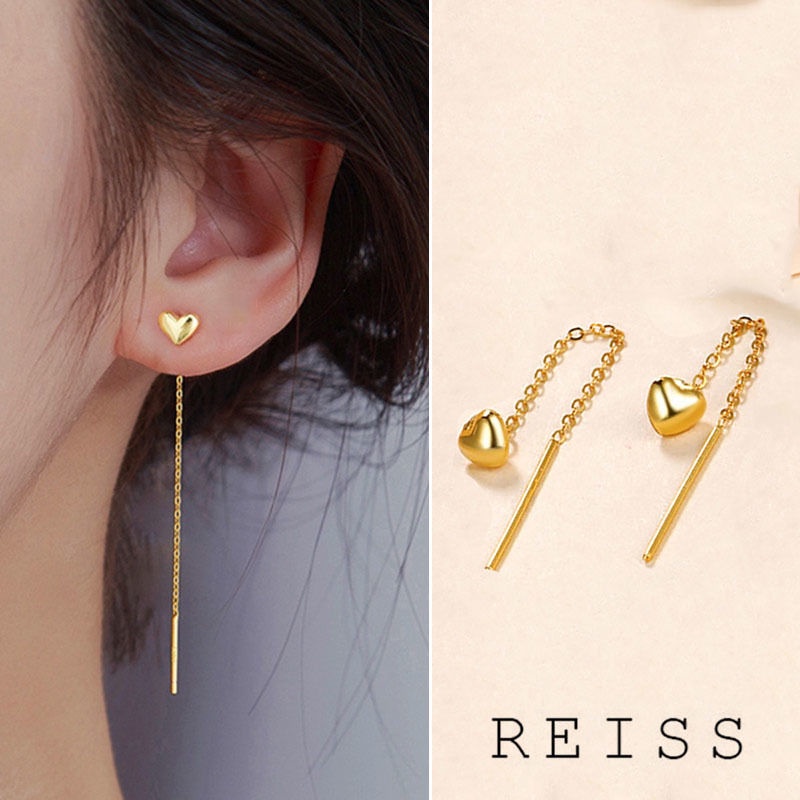 Anting Titanium Wanita Anti Karat Hati Lapis Emas 18K Aksesoris Perhiasan