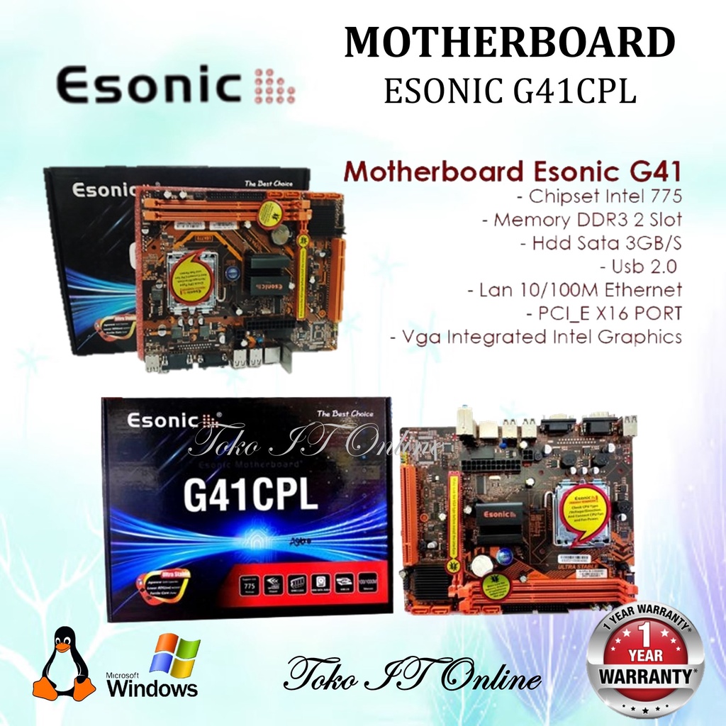 ESONIC MOTHERBOARD G41 LGA 775