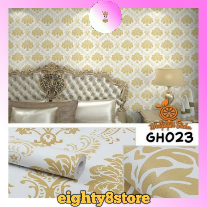 WALLPAPER DINDING/WALLSTICKER DINDING MOTIF BATIK GOLD