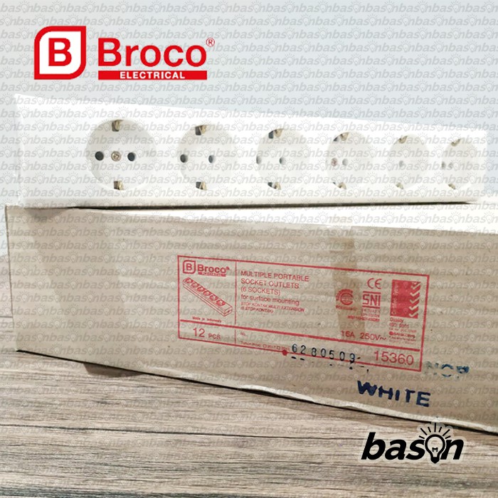 BROCO 15360 NCP 16A 250V SNI - Stop Kontak 6 Lubang tanpa kabel