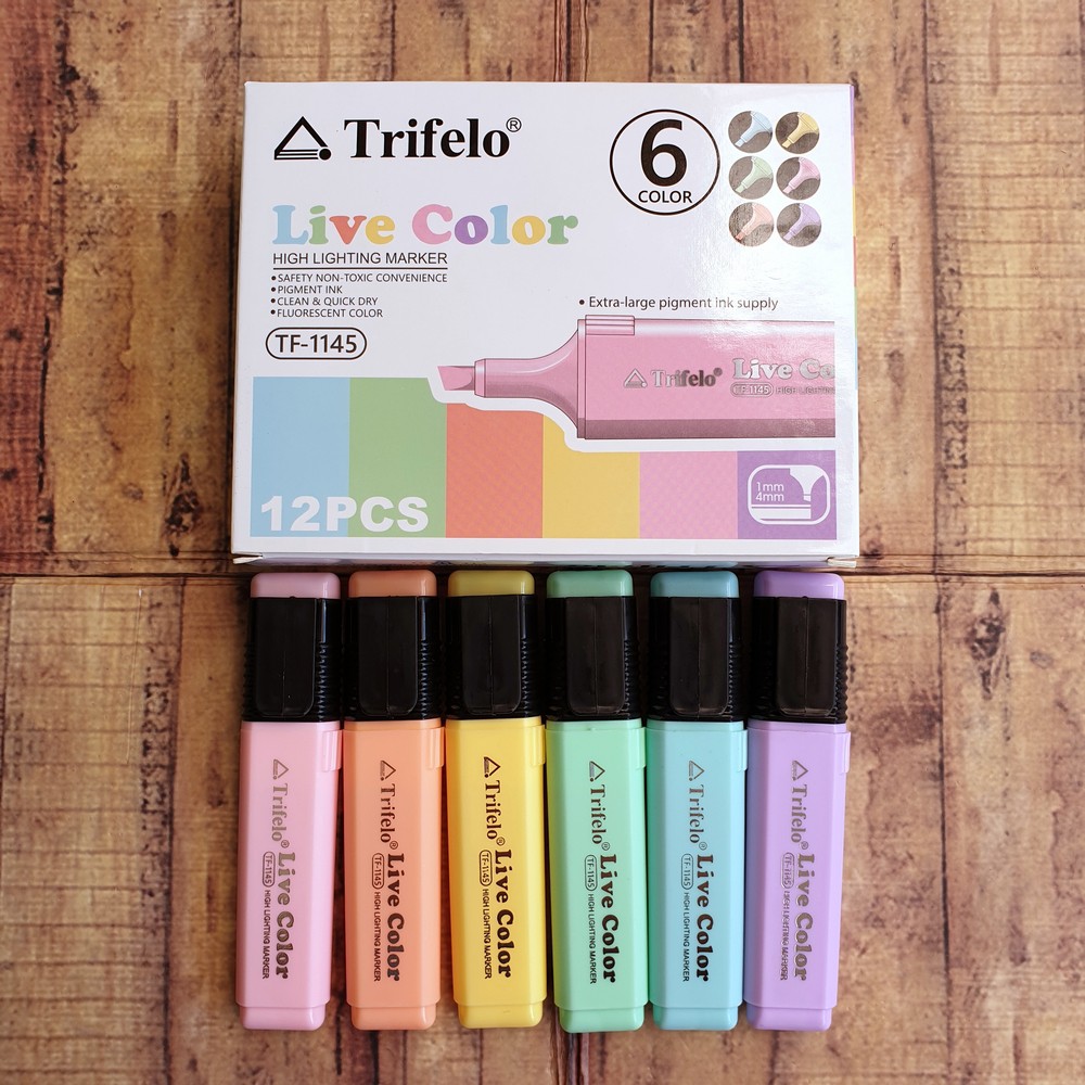 6 Pcs High Lighting Marker - HighLighter Trifelo TF-1145 Live Color Pastel - Highlighter Pastel