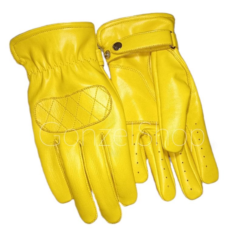 sarung tangan kulit asli | sarung tangan motor kuning vespa