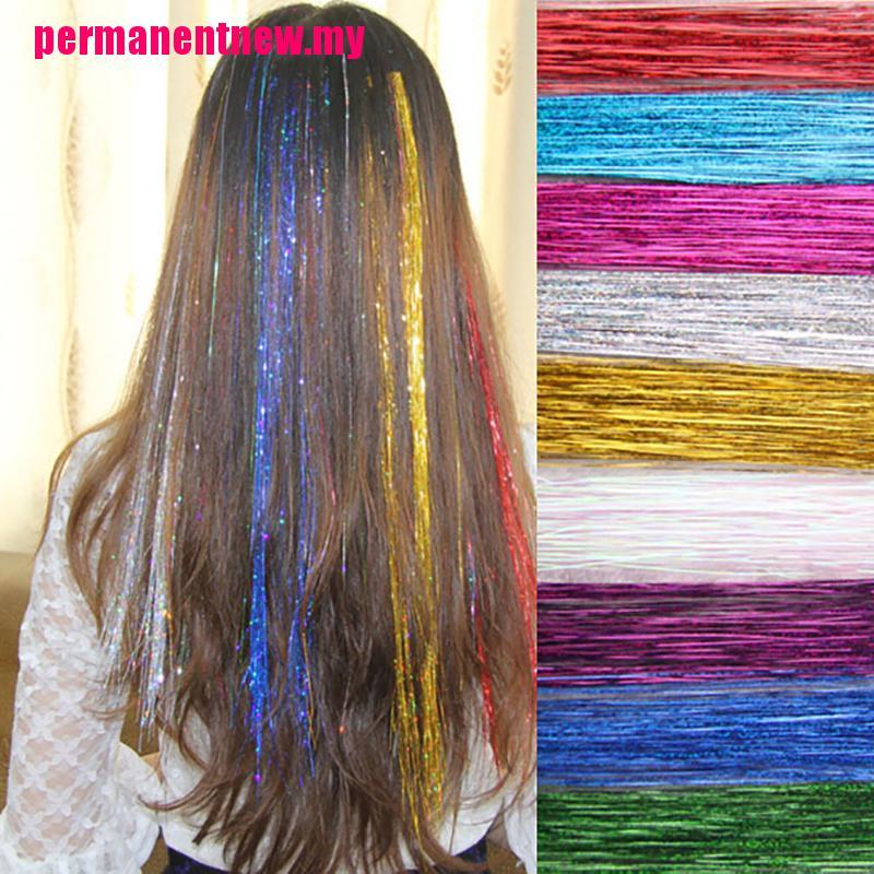 (Sun) 120 Helai / Set Rambut Palsu Model Keriting Warna Pelangi Glitter Untuk Aksesoris Wanita