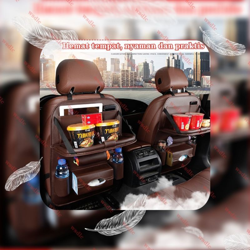 organizer mobil leather premium tas jok belakang mobil/meja