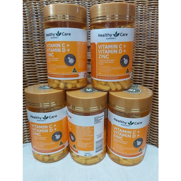 Healthy Care Vitamin C + Vitamin D + Zinc (3in1 Vitamin cegah Covid19) Termurah