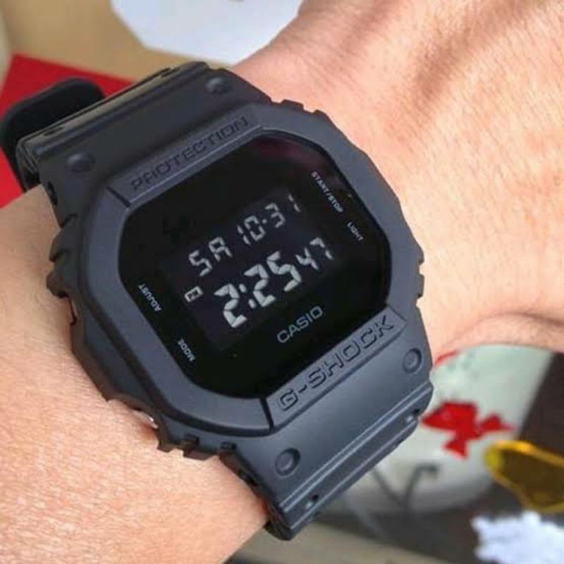 PROMO MURAH !!! G-Shock DW5600 GLS5600 Full black Hitam digital , Jam tangan pria ANTI AIR