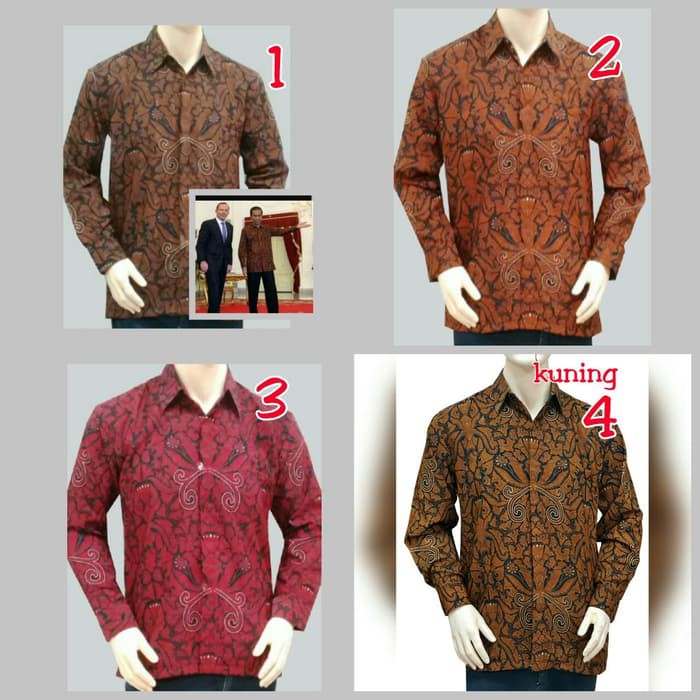 KEMEJA KERJA BATIK SOLO . HEM LENGAN PANJANG . GROSIR BAJU BATIK PRIA - Cokelat Muda- M