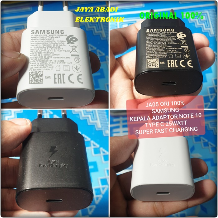 J05 SAMSUNG ORIGINAL BATOK KEPALA CHARGER 3A 25 WATT NOTE SUPPORT FAST CHARGING TYPE C TO C FLASH CASAN BARANG BERKUALITAS TINGGI BISA SEGALA ANDPHONE YANG MENGGUNAKAN TYPE C DAN KABEL C TO C asli universal multi adaptive charge quallcomm support volt