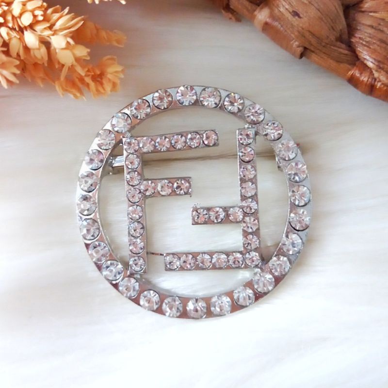 Bros B/bross signature branded /brooch button/Bros hijab buttonscarves Athar shop scarves murah-Fnd fullmata silver