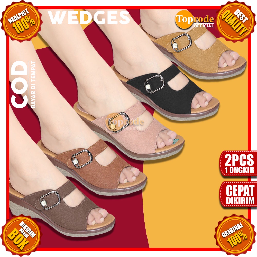 [TC24] SANDAL WEDGES WANITA TALI SENDAL FASHION TERBARU SLOP SELOP SLIP KEKINIAN CEWEK MURAH PLATFORM SIMPLE DEWASA KONDANGAN