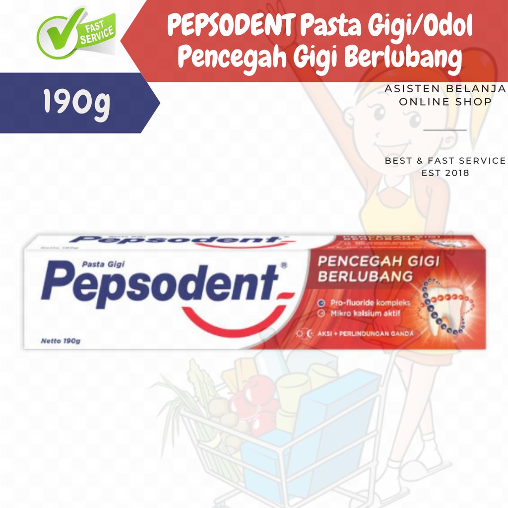 Pasta Gigi Pepsodent Pencegah Gigi Berlubang Odol 190g 190gram