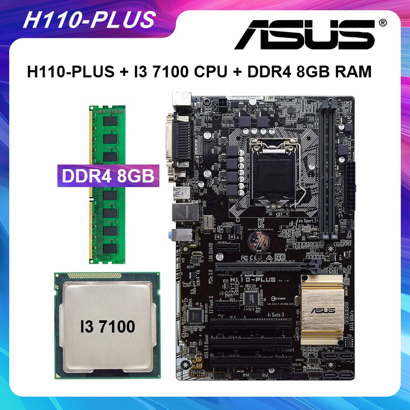 PREORDER ASUS H110-PLUS Motherboard 1151 Motherboard DDR4 With I3 7100 CPU Processor DDR4 8GB RAM Me
