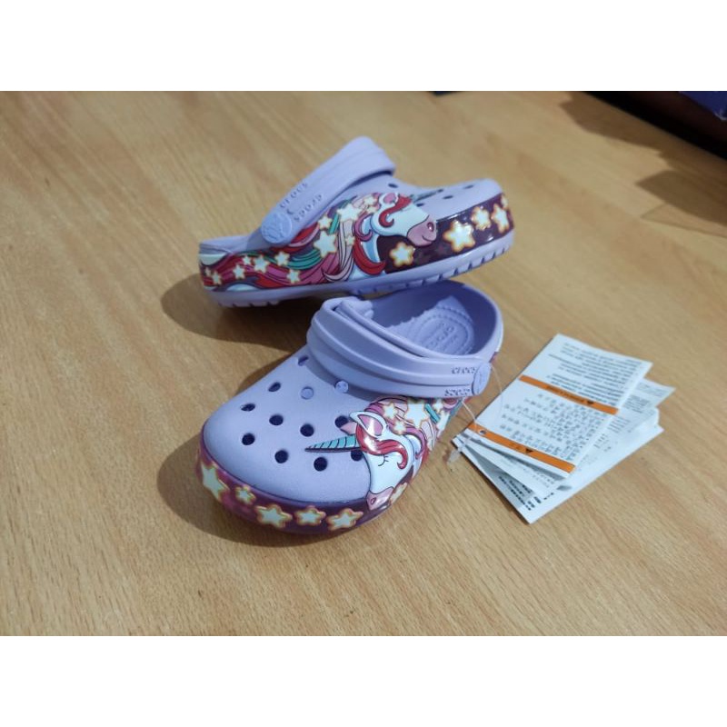 Sandal Crocs Anak Fun Lab Unicorn Pink Clog Sandal Anak Perempuan