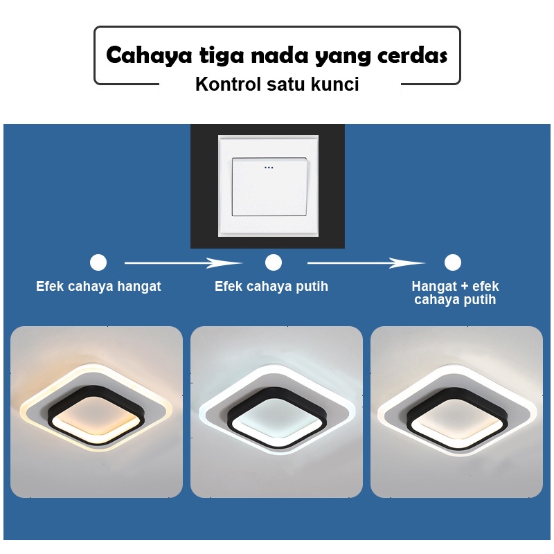 Lampu Plafon 3 Warna LED Ceiling Lamp Sederhana Modern Lorong Koridor Ruang Tamu Balkon Lampu Gantung