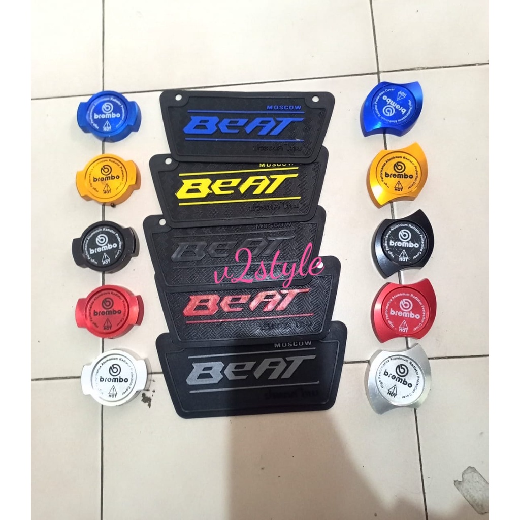 PAKET 2 IN1 MUDFLAP BEAT KARBU KARBON+TUTUP CAP M1 M2 VARIASI HONDA WARNA MUDFLAP KOLONG SPAKBOR PENAHAN LUMPUR VARIASI WARNA MERAH BIRU GOLD SILVER HITAM