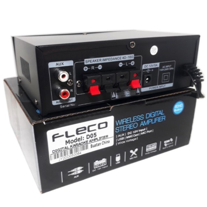 Amplifier FLECO D-05 Bluetooth Stereo Karaoke + Mp3 player + FM