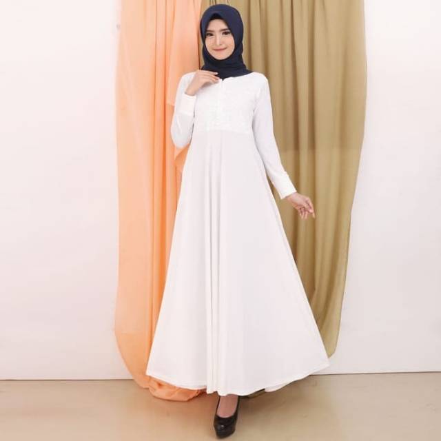 Gamis Jersey kombinasi brukat gamis remaja terbaru