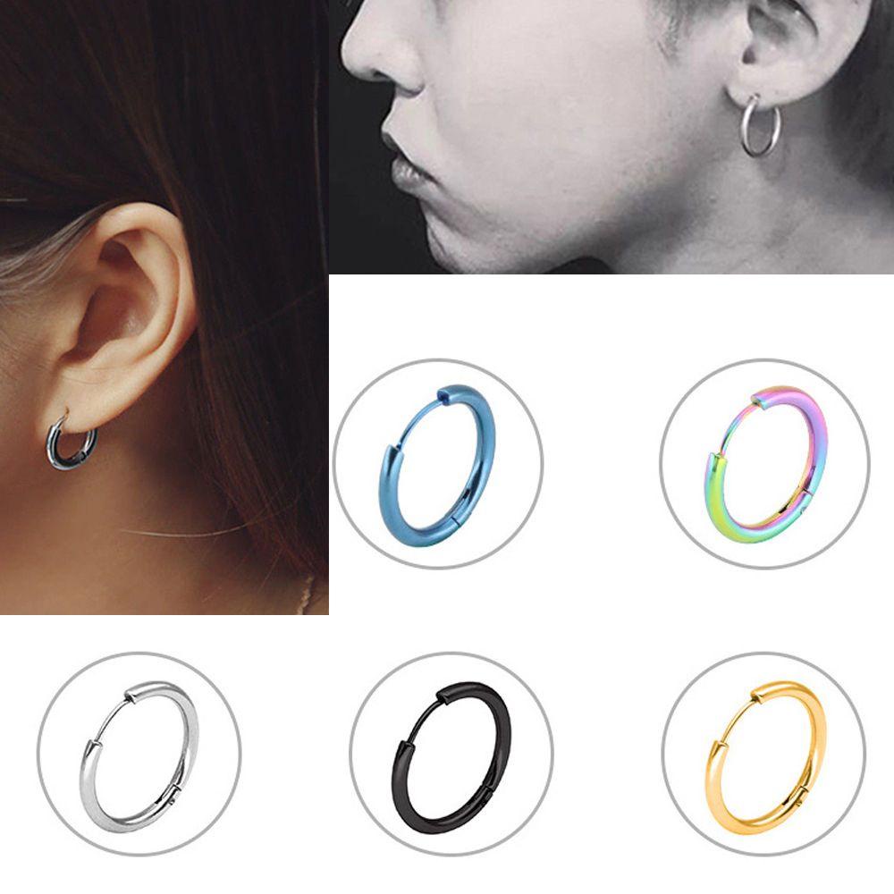Nanas 1pasang Anting Hoop Bulat Tabung Pesta Punk Stainless Steel