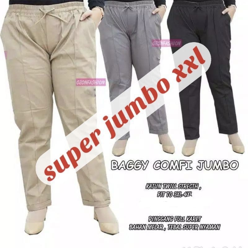 CELANA PANJANG WANITA BAGGY PANTS STANDAR DAN BIG SIZE JUMBO BAGGY PANTS TWILL